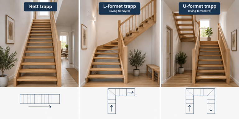 Rett, L og uformet trapp